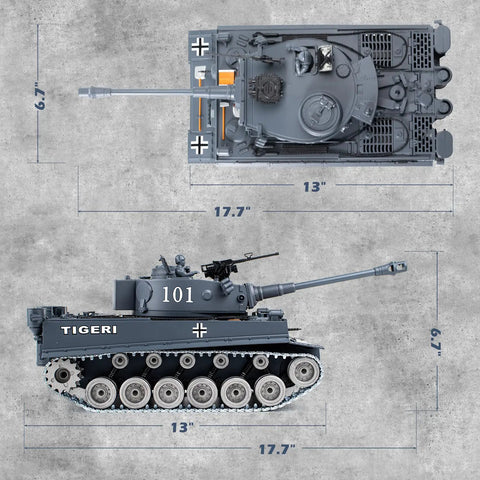 1 18 Scale Alloy German Tiger I RC Tank With Smoke Lights And Realistic Dope Sounds 2 4 GHz Remote Control Military Side Top