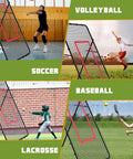 Adjustable 7x4 Ft Volleyball Rebounder Net For Backyard Training And Multi Sport Practice showing use in various sports