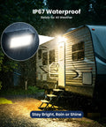 Aluminum RV Porch Light With Dual Color White And Amber, 1400 Lumen Outdoor Lamp illuminating camper entryway