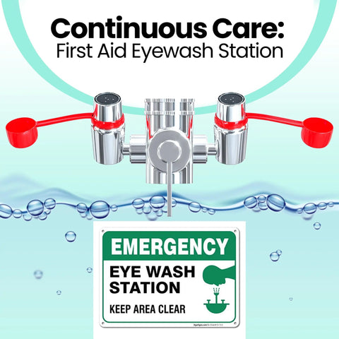 Faucet Mounted Emergency Eye Wash Station Sink Attachment With Instant Activation No Fuss Setup And Continuous Flow Eyewash Easy Install Includes 3 Common Sink Adapters 2 Inspection Tags And 1 Emergency Eyewash Sign
