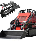 Compact Stand On Crawler Mini Skid Steer Loader With Trencher And 23 HP Gas Engine And Bucket Attachment for landscaping projects