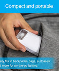 Person placing 4-In-1 Power Outage Plug In Night Light And LED Flashlight, Dusk To Dawn Sensor, Battery Operated into a backpack