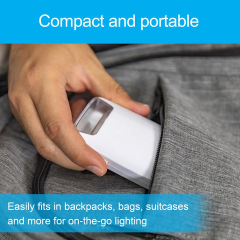 Person placing 4-In-1 Power Outage Plug In Night Light And LED Flashlight, Dusk To Dawn Sensor, Battery Operated into a backpack