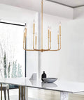 8 Lights Farmhouse Chandelier Gold Rustic Industrial Candle Ceiling Light Fixture For Living Room Dining Room Kitchen Island Foyer And Bedroom Cozy Vibe