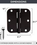 Oil Rubbed Bronze Door Hinges 18 Pack 3.5 By 3.5 Inch Interior Hinges With Five Eighth Inch Radius Corners Antique Style dimensions