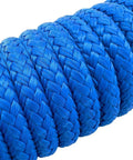 Close-up of blue double braided nylon Boat Dock Rope For Quick Mooring And Replacement, durable and wear resistant, 7.62m length