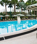 Poolside view with Heavy-Duty Anti-Slip Tape 18 In By 40 Ft For Indoor Outdoor Use On Ramps Stairs Garage Floors Warehouses.