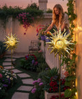 Outdoor Solar Garden Stake Lights Weatherproof Metal Pathway Lighting For Patio Yard Walkway Lawn Easy No Fuss Night Ambience Auto On At Dusk For Up To 8 Hours 7 Lumens Solar Sun Lights Great Gift For Mom Wife Grandma at dusk