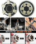 Heavy Hitter Adjustable Universal Socket Wrench close-up showing size adjustments for stripped rounded nuts, robust silver finish.