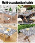 Elastic Flannel Backed Vinyl Table Cover For 6 Foot Tables Waterproof Wipeable Indoor Outdoor Rectangle Picnic Tablecloth Windproof Fit For No Fuss Everyday Use Grey 30x72 Inches shown on dining tables