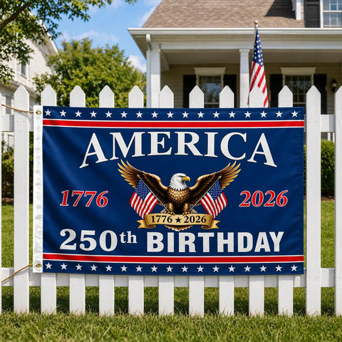 Double Sided 3 Ply Outdoor American Flag For Independence Day Decor 250th Anniversary USA Flag Durable Polyester on fence