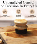 Oil Applicator Brush For Cutting Boards And Wooden Utensils, Bamboo wood brush applying oil on cutting board with sponge