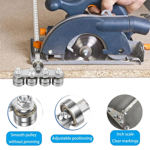 Adjustable Circular Saw Guide Rail With Bullseye Accurate 20 Inch Positioning Calipers for clean cuts and adjustable positioning.