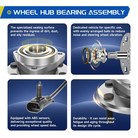 Diagram showing components of 2 Pack Front Wheel Hub Bearing Assembly 4WD Compatible With 1999 2007 Chevy Tahoe Silverado