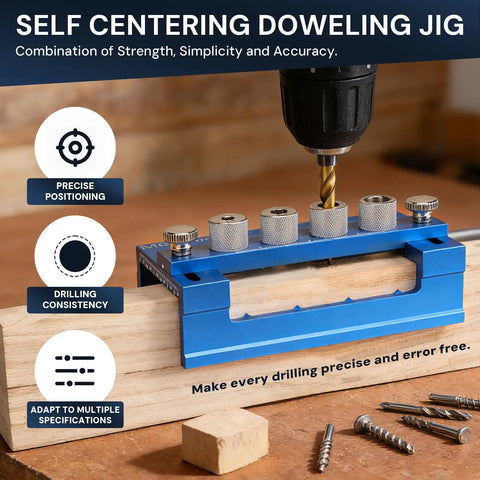 All In One Doweling Jig Kit And Biscuit Jointer Set for Precision Woodworking Joinery with titanium drill bit and clamp.