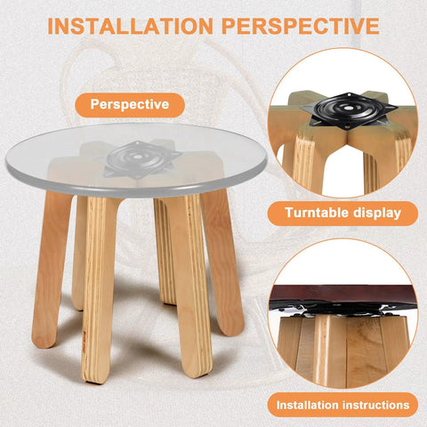 Installation perspective of a 6.25 Inch Bar Stool Swivel Plate Replacement With Beefy Heavy Duty Square Swivel Mechanism Ball Bearing Turntable Base.