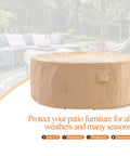 Round Patio Furniture Cover For 84 Inch Round Table And Chairs Set, Waterproof, UV Resistant, Windproof Anti Fading Outdoor Cover In Beige