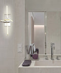 Bathroom with Totally Slick 9 Inch Chrome Modern Minimalist Integrated LED Vanity Light Sconce Dimmable Metal Wall Lamp For Bathroom Mirror Living Room Hallway Hardwired ETL Listed