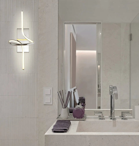 Bathroom with Totally Slick 9 Inch Chrome Modern Minimalist Integrated LED Vanity Light Sconce Dimmable Metal Wall Lamp For Bathroom Mirror Living Room Hallway Hardwired ETL Listed