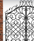 Decorative wrought iron gate with 4 Pcs Heavy Duty Wall Mount Gate Hinges For Pipe Gates And Chain Link Fences Pressed Steel Outdoor Hardware Set.