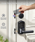 Slick WiFi Smart Lever Lock With Nonkeyed Deadbolt Matte Black for front door with keypad and keycard access.