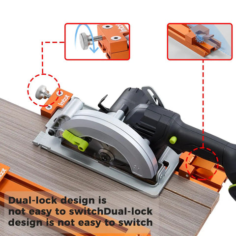 Pro Grade Circular Saw Guide Rail With Precision Aluminum Base For Woodworking, showing dual-lock design detail