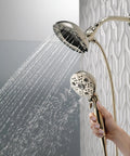 5-Spray In2ition Dual Shower Head With Handheld Spray, H2Okinetic PowerDrench For 3X Coverage, Magnetic Docking, Polished Nickel