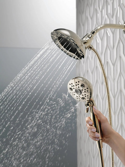 5-Spray In2ition Dual Shower Head With Handheld Spray, H2Okinetic PowerDrench For 3X Coverage, Magnetic Docking, Polished Nickel