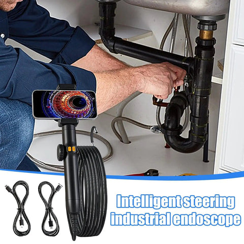 Badass Waterproof Industrial Borescope Camera Rocking A Flexible Articulating Tip for inspecting plumbing under a sink.