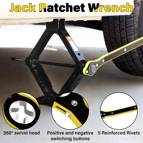 Labor Saving Car Jack Ratchet Wrench With Long Handle And 360 Degree Swivel Head Scissor Jack Adapter under vehicle