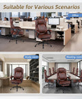Big And Tall Office Chair With Foot Rest, Ergonomic High Back PU Leather Reclining Desk Chair for Heavy Folks in office, study room, meeting room