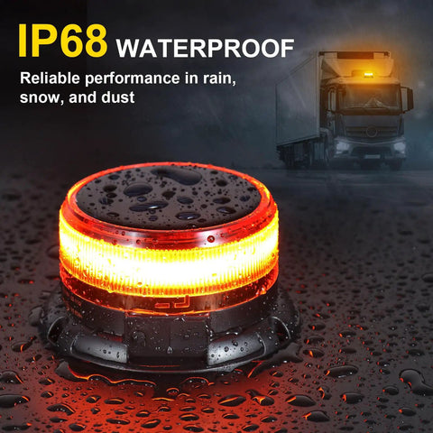 Badass Solar LED Amber Beacon Light With Weather Resistant Magnetic Base And Rechargeable Rotating Strobe Lamp For Pickups Tractors Golf Carts And Job Site Rigs