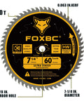 Premium 7 1 4 Inch Circular Saw Blade With Sixty Teeth ATB Design showcasing 7 1/4" diameter and 60 teeth for ultra smooth cuts.