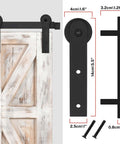 Rustic white farmhouse barn door hardware kit with dimensions, featuring metal brackets for 37x26 inch mirror wall decor.