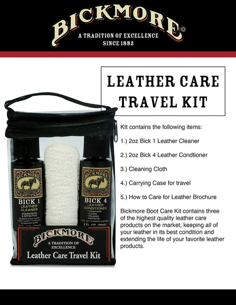 Leather Shoe And Boot Travel Care Kit With Aggressive Cleaner And Conditioning For On The Go Shine Includes 2 Oz Cleaner 2 Oz Conditioner Cleaning Cloth Carrying Case And Care Brochure in pouch