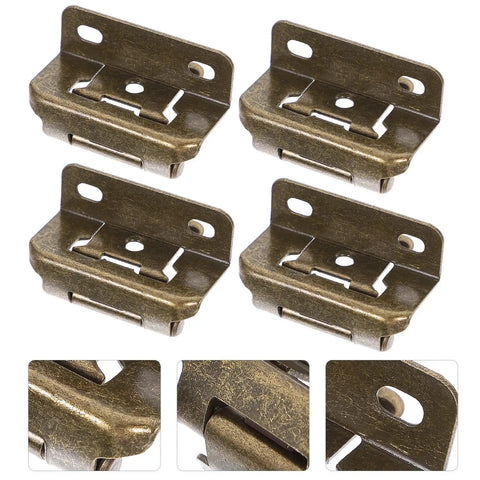 4 Pack Golden Iron Self Closing Cabinet Hinges For Kitchen Cupboards No Fuss Quick Install Quiet Auto Closure Decorative Overlay