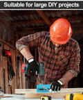 Man using Doweling Jig Self Centering Kit With 6 Bushings for precise joinery on wooden plank in workshop