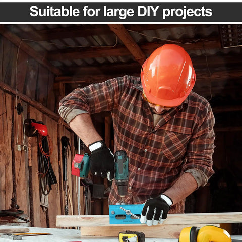 Man using Doweling Jig Self Centering Kit With 6 Bushings for precise joinery on wooden plank in workshop