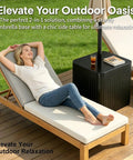 2-In-1 Umbrella Base And Side Table For Outdoor Patio, 16.54 Inch, shown with sun lounger by pool deck, ideal for gardens
