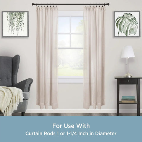 Durable Black Metal Curtain Rings With Smooth Glide For 1 To 1 Inch And A Quarter Curtain Rods, Oil Rubbed Bronze Finish