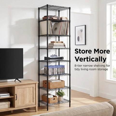 Heavy Duty 8 Tier Wire Shelving 18x18x78.8 Inches Adjustable Metal Storage Rack Built Legit Tough With Thickened Steel Tubes Super Sturdy For Any Home Or Office NSF Certified Black