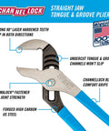 Versatile 10 Inch Tongue And Groove Pliers With Straight Jaw For Plumbing, Automotive And Home Repair with Permalock Joint