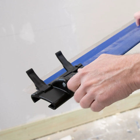 Person installing ProSkim Handle Bracket Clamp On For Drywall Finishing Tool With All Angle Adjustment Fits ProSkim Blade