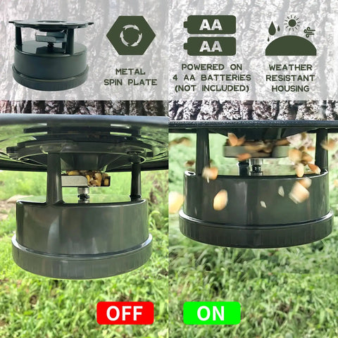 Highwild Deer Feeder Kit With Digital Timer And Metal Spinner For Hunting Features Programmable Control Up To Four Daily Feed Times Adjustable Duration From One To Twenty Seconds Rugged Abs Housing Durable Metal Funnel Perfect For Wildlife Attraction And