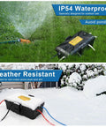 Medium Weatherproof Electrical Box For Rock Solid Power Strip Guard And Extension Cord Tidy Up With Secure Rubber Latches Rain Debris Shutoff Crafted For Backyard Projects on grass and snow.