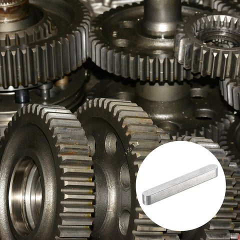 10 Pack Round Ended Feather Keys 6x6x50mm Stainless Steel Shaft Key Stock For Fasteners And Mechanical Projects Beefy Rustproof Drive Keys For Industrial Use, shown with gears