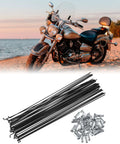 36 Pcs Bicycle Spokes Set 14G 263mm Length With Nipples For Most Bikes Durable Replacement Kit next to a motorcycle on a beach