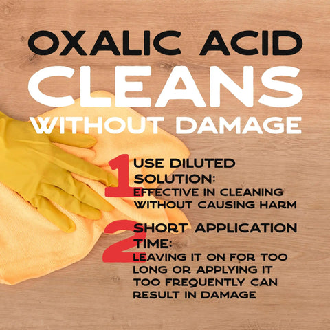 Oxalic Acid Wood Cleaner 1 Lb Fine Powder 99.9 Percent Purity Multipurpose Cleaner For Wood Stain Removal And Rust Removal instructions