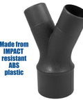 4 Inch To 2.5 Inch Dual Port Y Splitter Dust Collection Fitting made from impact resistant ABS plastic
