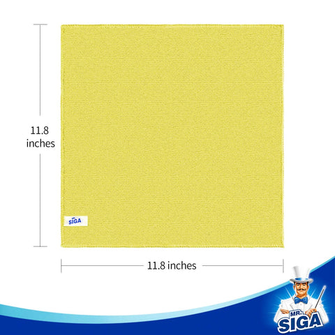 MR.SIGA microfiber cleaning cloth, yellow, 11.8 x 11.8 in, front view, pack of 50